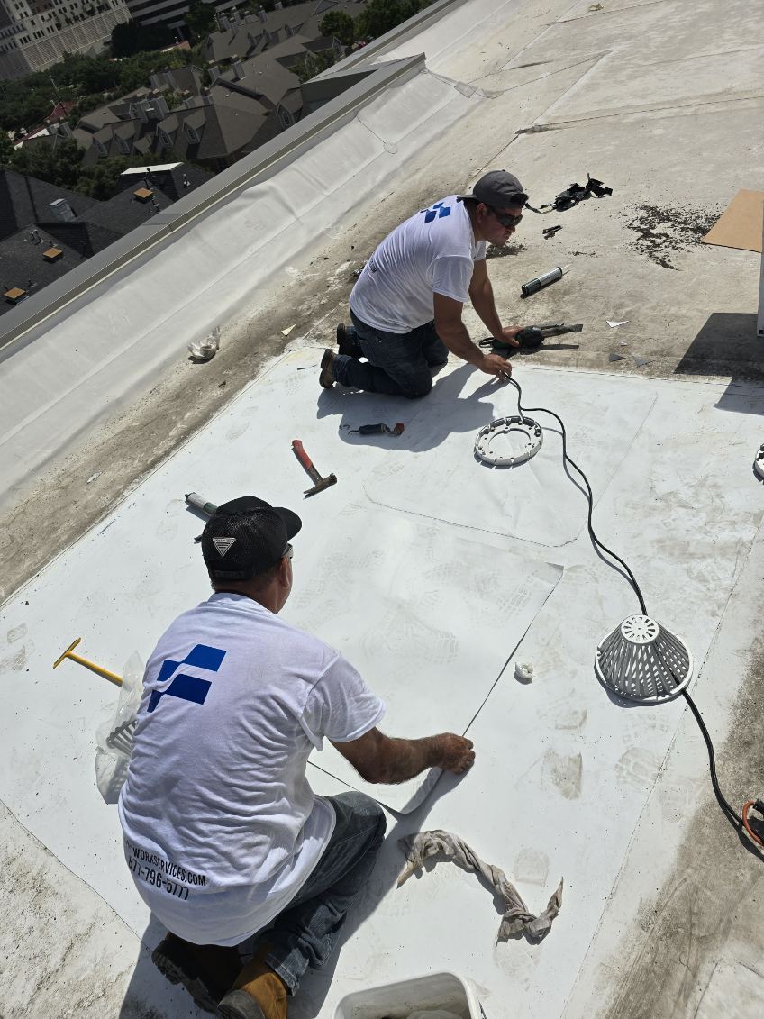 callframework's tweet image. Emergency TPO roofing repairs completed the same day for a leaking commercial roof.