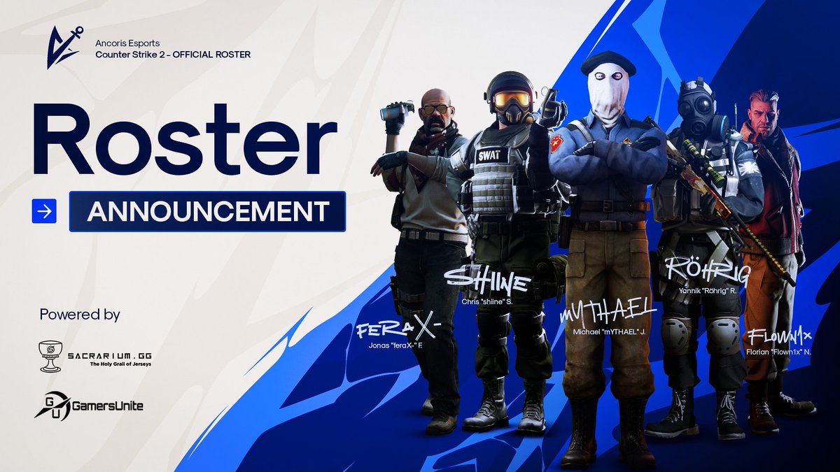 Ein herzliches Willkommen an unser neues Team🔥

Sie werden uns in der kommenden ESEA Open vertreten &amp; in der DACHCS Season 2!💙

@Mythaelcs
<a href="/shiiiney/">shiine</a>
@feraX_
<a href="/RoehrigCS/">Röhrig</a>
<a href="/Flown1x/">Flown1x</a>

#AHU
