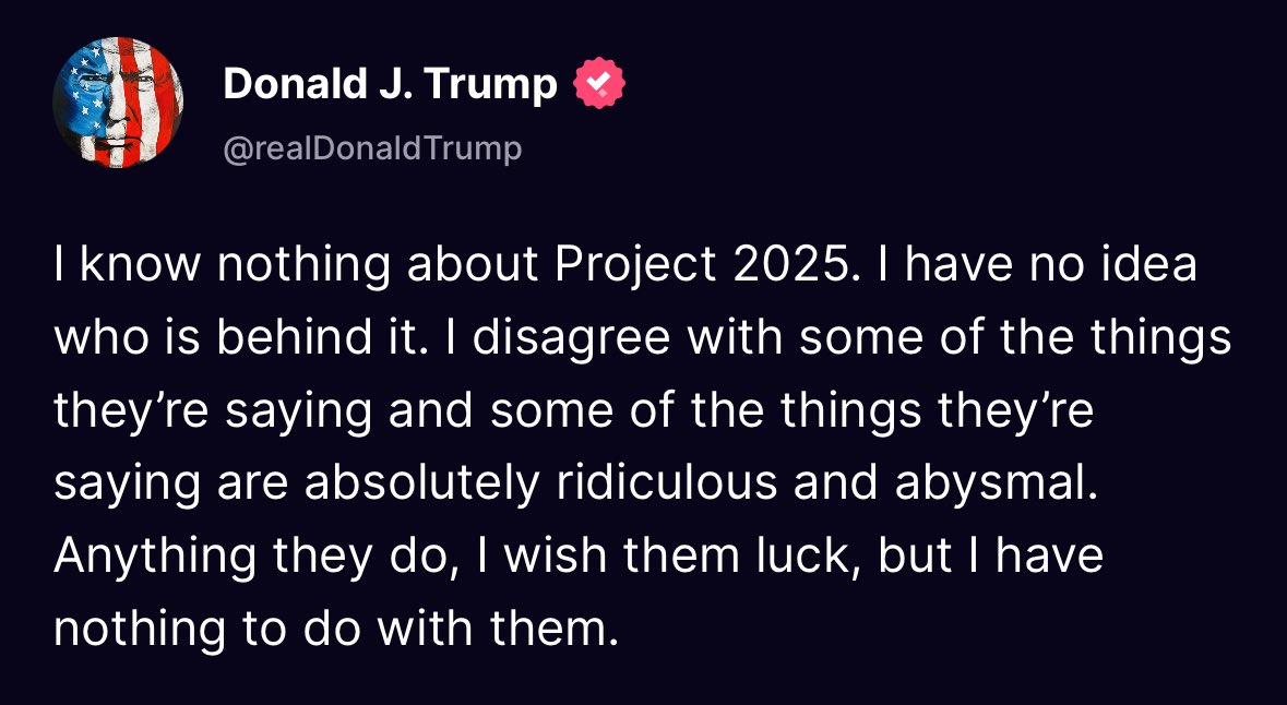 Do. Not. Fall. For. This. 

He has his copy of the Project 2025 manifesto on his nightstand under Mein Kampf.