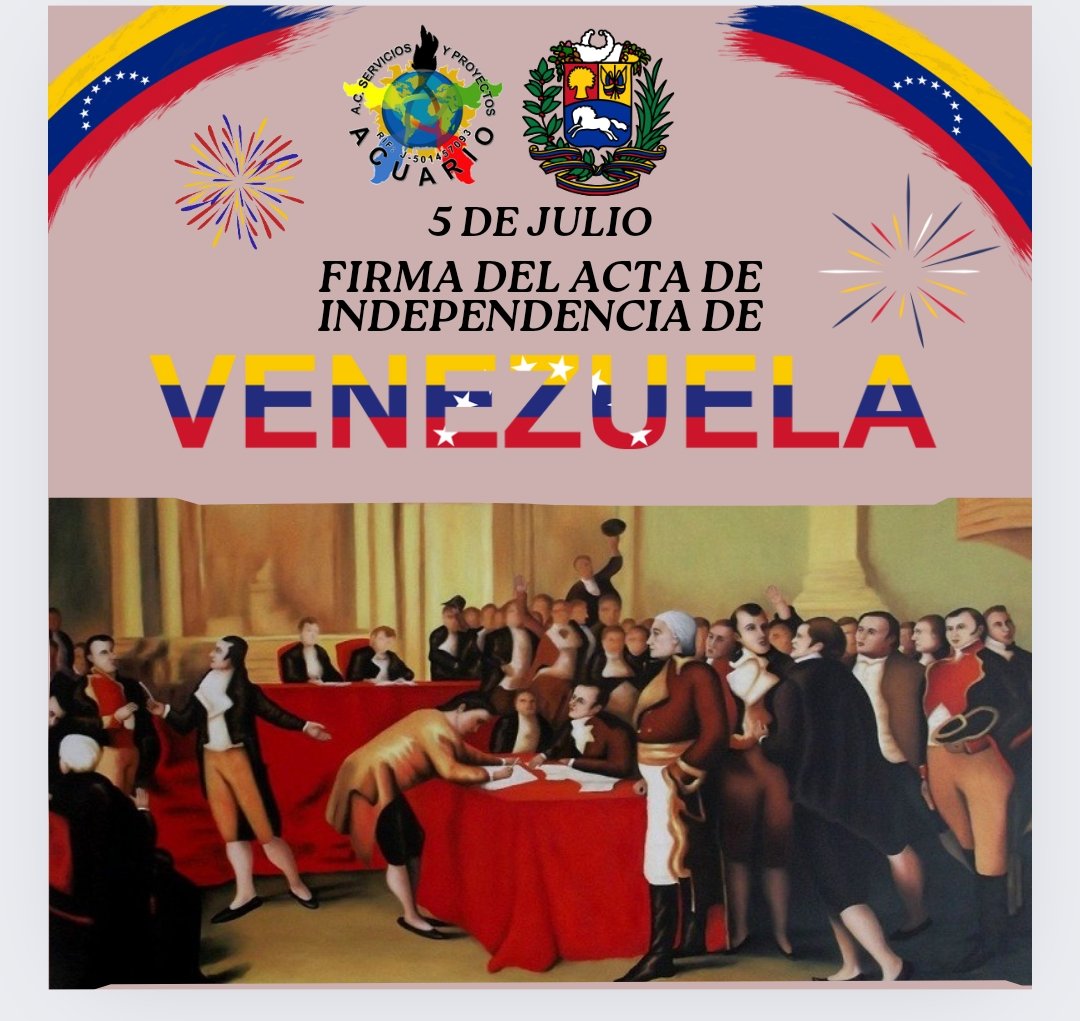 SYP_ACUARIO's tweet photo. Servicios y Proyectos Acuario conmemora una fecha que hace 213 años, un día como hoy: la firma del Acta de la Independencia. Un documento que marcó el inicio del camino hacia la soberanía.

#5deJulio
#firmadelactadeindependecia
#efemeride https://t.co/IwmDVrAIZt