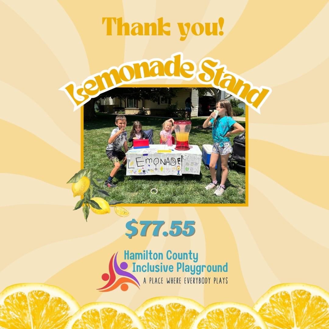 Last weekend these kids had a lemonade stand🍋 and donated $77.55 to the playground! We are so thankful for your generosity, and you have helped us get a step closer to our goal of building a space for ALL!
#APlaceWhereEverybodyPlays