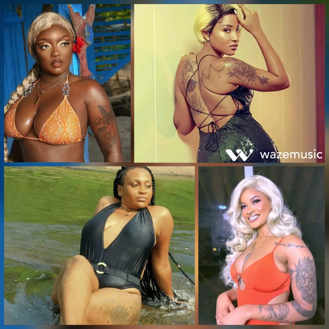 #Clin_D'👁️: En mode tattoo 🥵. Shan'L, Sly'A, Ingrid Pris'c et Brythanie Le Goût de ça ...
