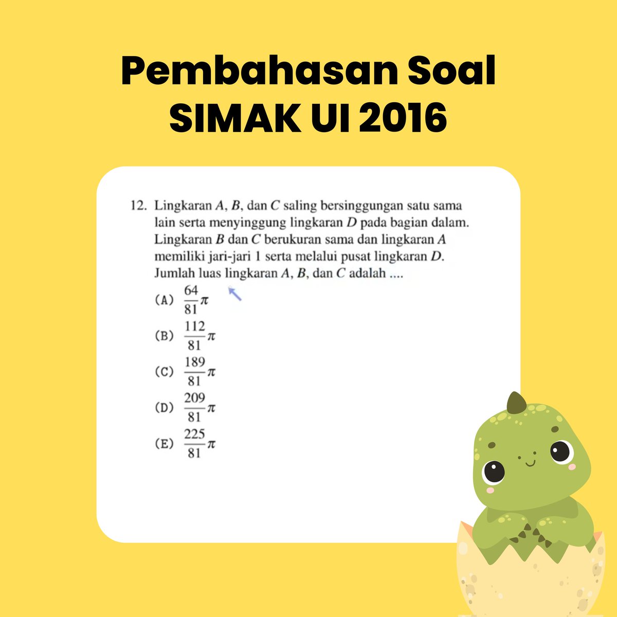 aafipoo's tweet image. PREDIKSI SOAL SIMAK UI 2024, MATEMATIKA DASAR 

PEMBAHASAN SOAL SIMAK UI 2016‼️

Sumber:
🔗supercampalumniui.com/soal-kemampuan…

▶️youtu.be/gKBne2J8lgc?si…

#SIMAKUI2024 #MATDAS