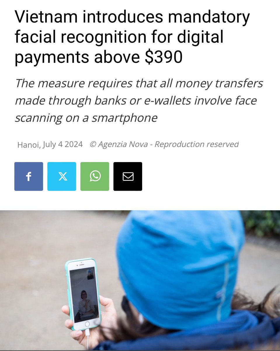 MrManXRP's tweet photo. Vietnam introduces mandatory facial recognition for digital payments above $390
https://t.co/fuOqCoWLqj https://t.co/AALROmXRou