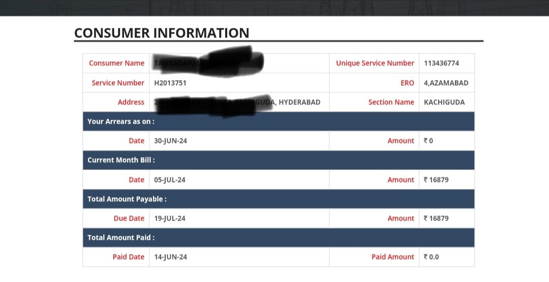 vaishna30348019's tweet photo. markdown @TelanganaCMO, I'm shocked to receive a current bill of ₹16,000! Can someone please look into this billing error? Seeking redressal for this unfair charge. #TelanganaPrajaPrabhutwam #CurrentBill #BillingError @revanth_anumula @KTRBRS @TSelectricity https://t.co/aH3175DxVi