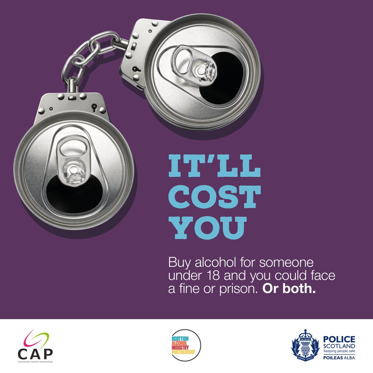 PSOSNAyrshire's tweet photo. Buying alcohol for someone under 18 is a criminal offence. You could face a fine of up to £5,000, up to 3 months in prison, or both. More👉https://t.co/XT3w2JMSKP
#itwillcostyou #proxypurchasing #underagedrinking #alcoholawareness
@CAPUKTweets
@SAIP_Scotland
@PoliceScotland https://t.co/WNbo8mHTrc