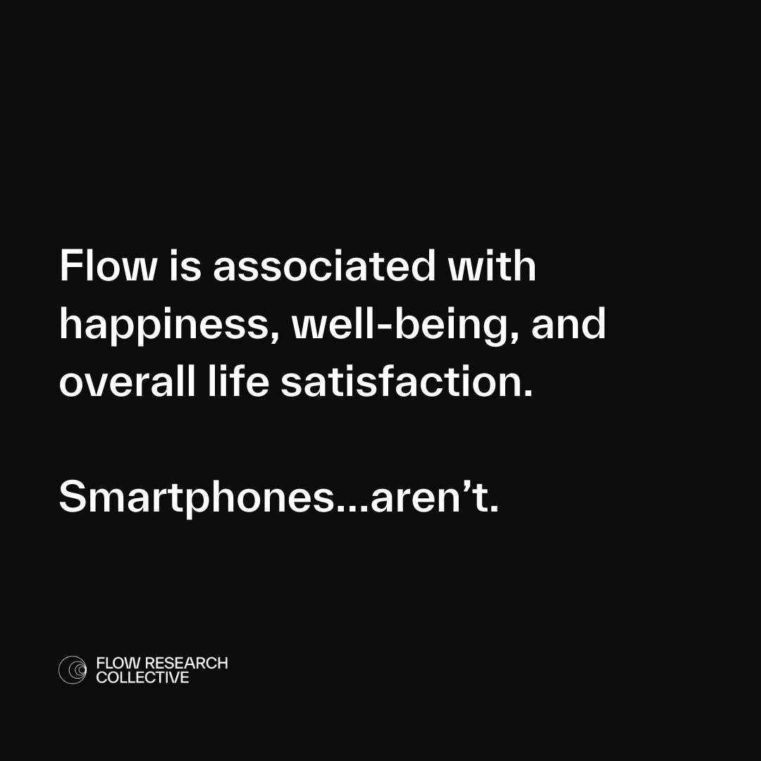 thefrc_official's tweet image. Flow underpins joy and meaning. Getting into flow requires complete concentration. Smartphones are electronic slot machines designed to steal your concentration—and thus your happiness.  

#flow #flowscience #happiness #wellbeing #phones #social #distraction #concentration