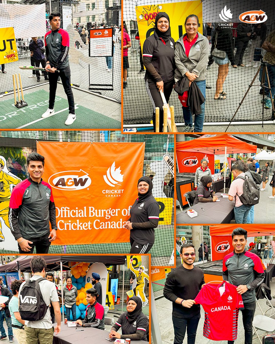 canadiancricket's tweet photo. Flashback to an amazing day at Desi Fest with CC Players and Staff! Big thanks to A&W for hosting us. It was fantastic engaging with the community and seeing the excitement in the batting cages.
#fbf #DesiFest #CricketCanada #AWCanada @AWCanada https://t.co/9iHfntzDhZ