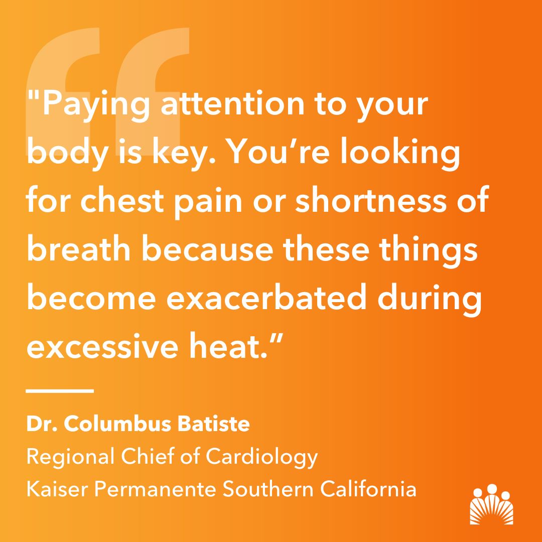 #DYK that excessive #heat can trigger heart attacks and other issues related to #cardiac health? Dr. Columbus Batiste, regional chief of cardiology, shares symptoms to watch for during extreme heat events. k-p.li/4eLt1ds