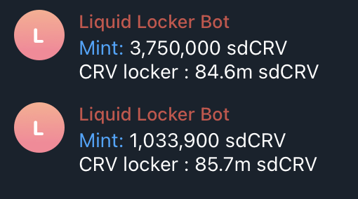 StakeDAOHQ's tweet image. One of the biggest days for $sdCRV minting! Huge $CRV inflows seek $sdCRV's unique benefits

$sdCRV is the sole wrapper giving voting power to holders. @aave, @AlchemixFi, @aladdindao, @reserveprotocol, @AccumulatedFi, @Spiral_DAO &amp;amp; others choose it

+4,783,900 $sdCRV minted! 🚀