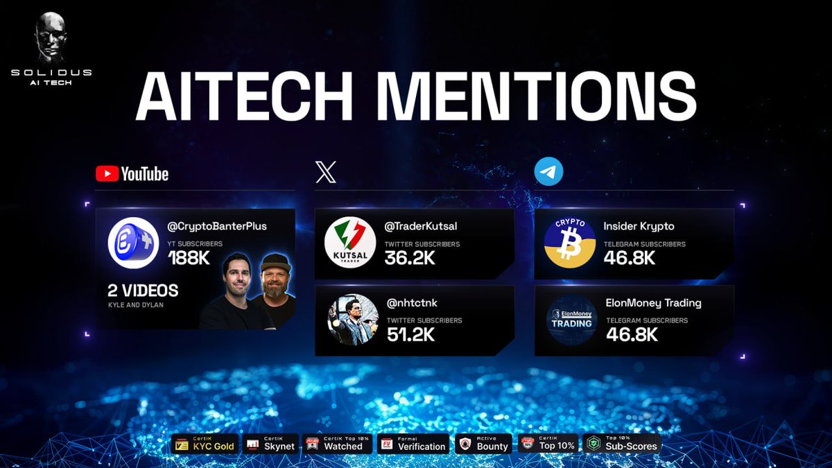 🔥 AITECH Mentions! ✨ Explore the latest AITECH mentions, and stay tuned  for more exciting updates. 🔹 Youtube - Crypto Banter Kyle:  https://t.co/bV1Za2AoIK - Crypto Banter Dylan: https://t.co/nP6gGeKRxX 🔹  X/Twitter - Trader