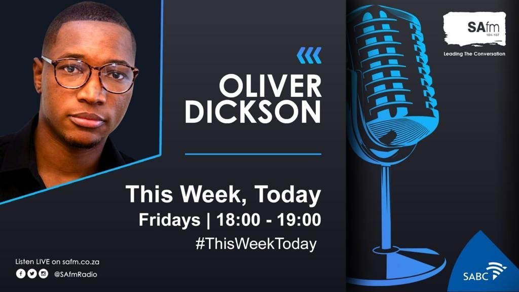 SAfmRadio's tweet photo. Good evening, it's time for #ThisWeekToday with your host @Oliver_Speaking

Connect with us        
Call: 086 000 2032 |  SMS: 41391 (charged at R1,50) |   WhatsApp: 061 410 4107 |  DStv Channel 814 |    Openview: Channel 614 #sabcnews https://t.co/NJhULZ0wku