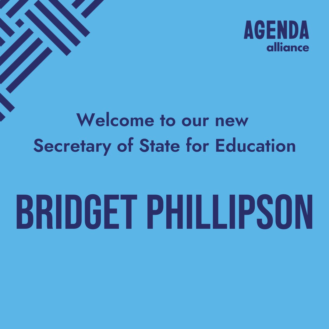 Agenda_alliance's tweet photo. We look forward to working with Bridget Phillipson  as our new Secretary of State for Education.

Too many girls are having their education impacted by racism, misogyny, and a lack of trauma-informed support in schools.

We're #CallingSOS on girls' exclusions. https://t.co/bww6WdTNOF