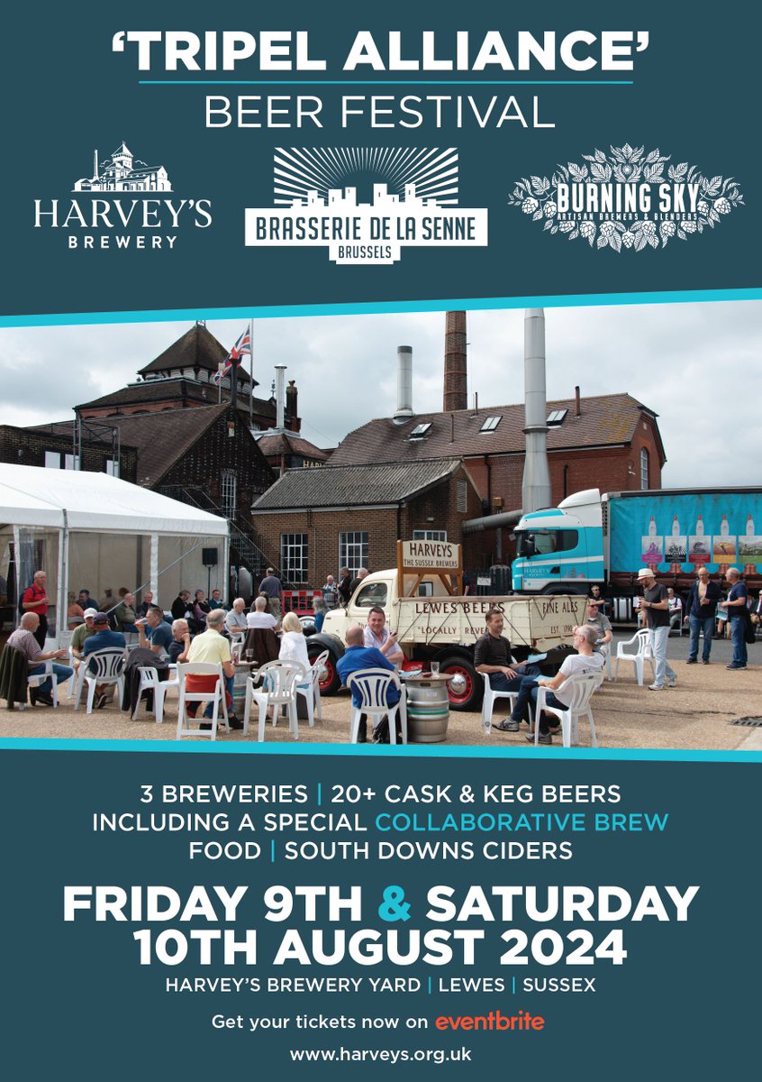 Harveys1790's tweet photo. BEER FESTIVAL! 🍺 

This August, join us at Harvey's Brewery for the opportunity to taste a great range of beers from three award-winning breweries: Brasserie de la Senne, Burning Sky and Harvey's

Find out more and get your tickets now: https://t.co/v3Ut2ndk7T https://t.co/hwIFjp6RcD