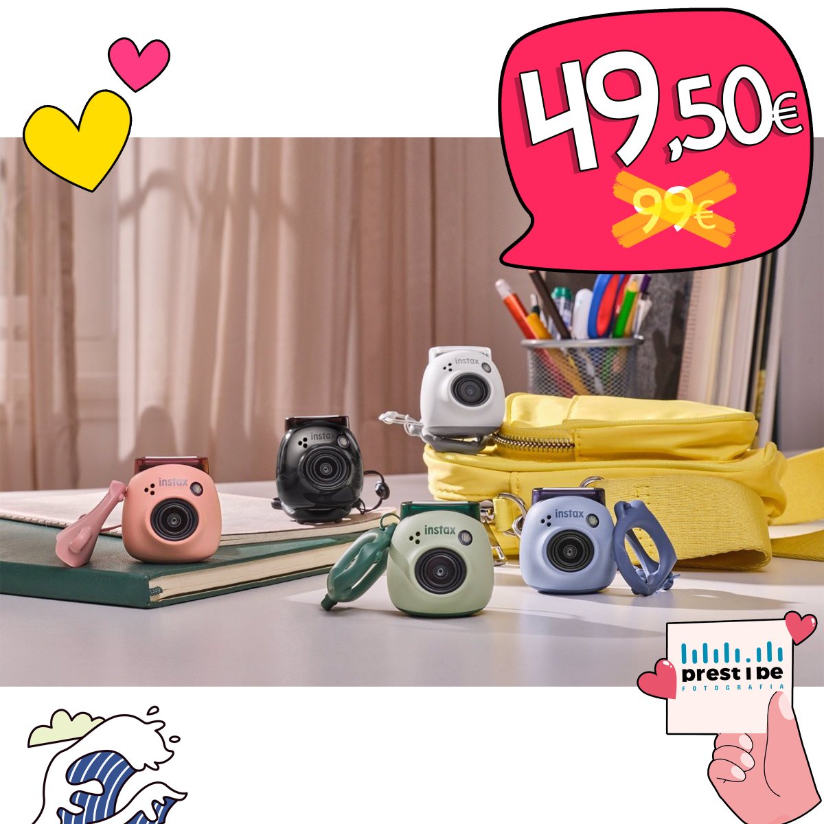 ☀️PROMOCIÓ D´ESTIU!!
Instax Pal és una càmera divertida, dissenyada per portar a tot arreu, ideal com a complement, i com a càmera per passar-ho bé i compartir moments amb amics i família.

 #prestibe #prestibefotografia #fotografia #josocpib  #instax #instaxpal #fuji