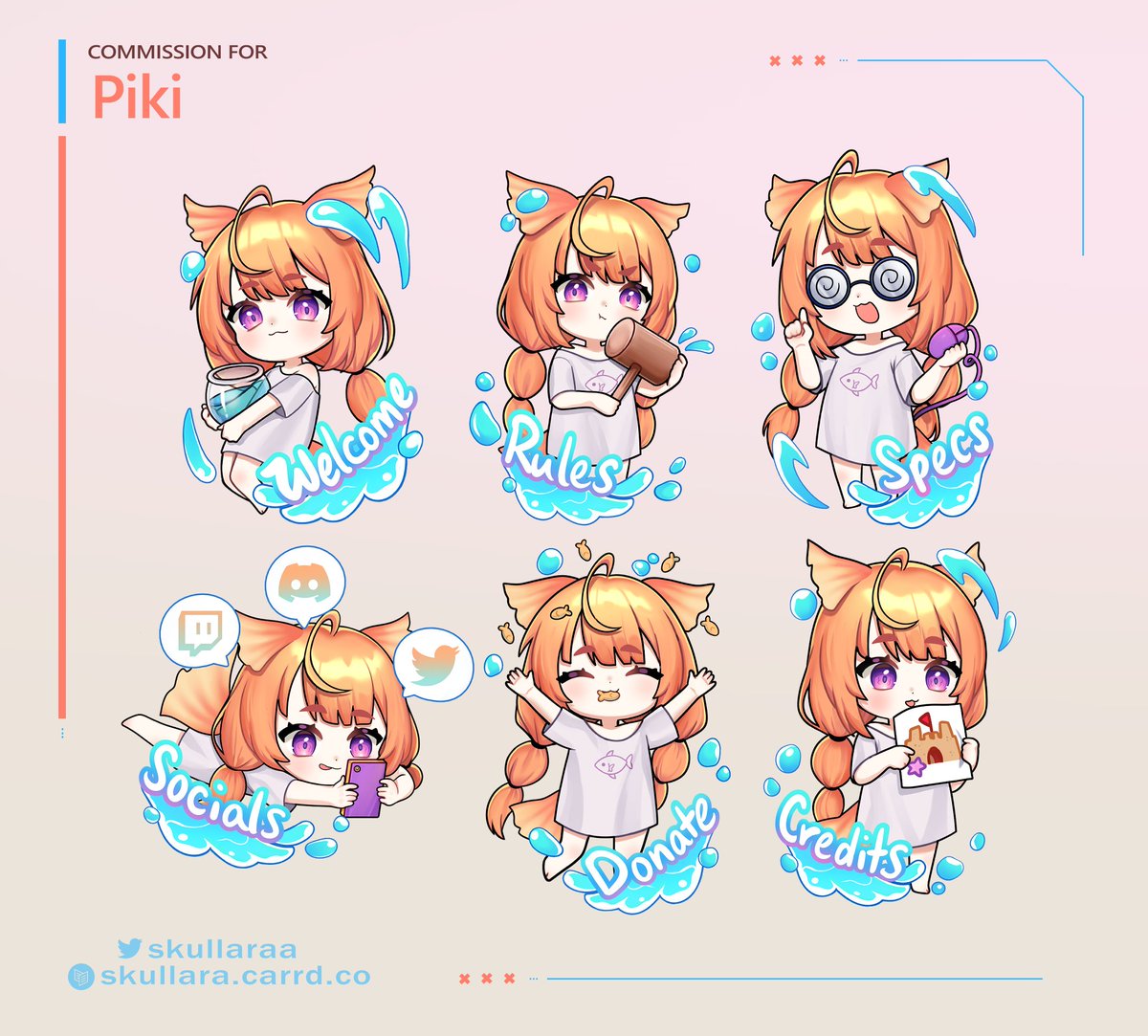 Skullaraa's tweet photo. Twitch Panels for @PikiFishVt 🐟!
Thank you for commissioning me!
#Pikillust https://t.co/rMQ2uBb7rh