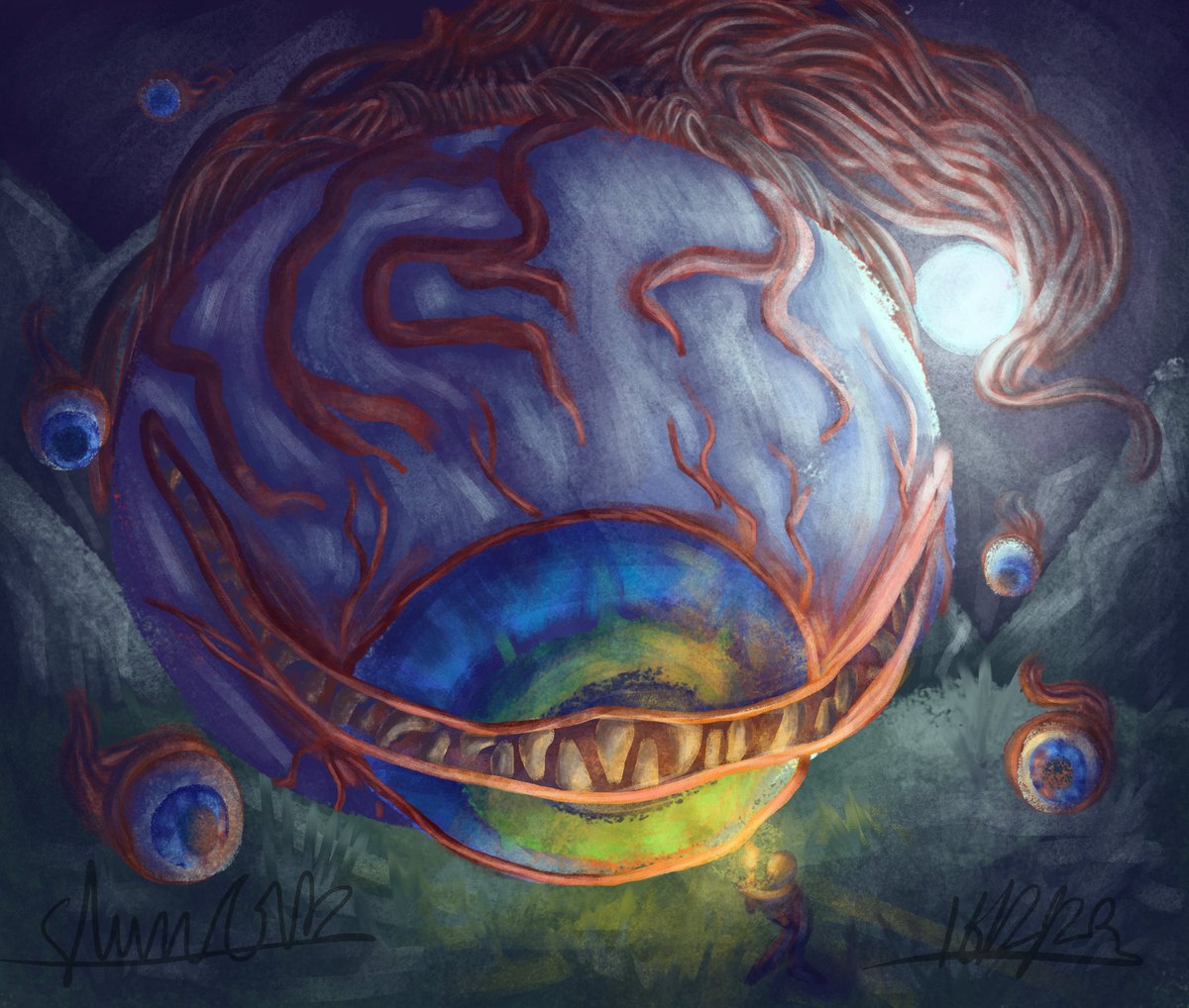 CannArts's tweet photo. Eye of Cthulhu #humanartist #krita #digitalillustrator #art #artist #surrealism #expressionism #illustration #eyeofcthulhu #terraria #terrariaboss https://t.co/pywR09YZ7N