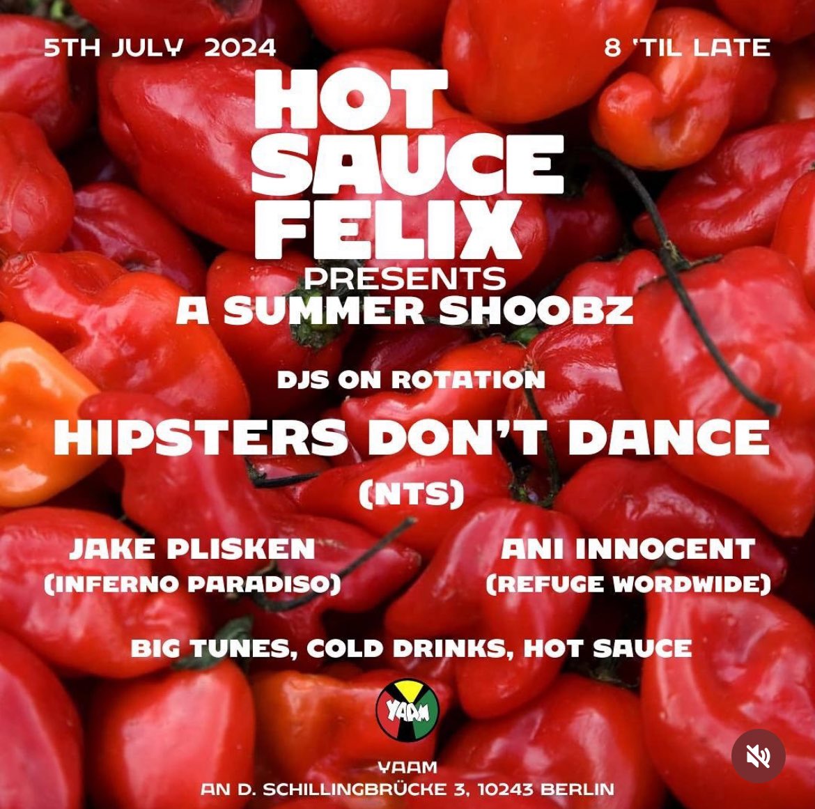 Hipsters Don’t Dance (@hddldn) on Twitter photo Berlin crew!
Catch us <a href="/YAAMBerlin/">YAAM Berlin</a> tonight alongside <a href="/HotSauceFelix/">Hot Sauce Felix</a> <a href="/aanikaay/">ANI INNOCENT</a> & <a href="/Jake_Plisken_/">Jakey Plisken</a> Berlin crew!
Catch us <a href="/YAAMBerlin/">YAAM Berlin</a> tonight alongside <a href="/HotSauceFelix/">Hot Sauce Felix</a> <a href="/aanikaay/">ANI INNOCENT</a> & <a href="/Jake_Plisken_/">Jakey Plisken</a>