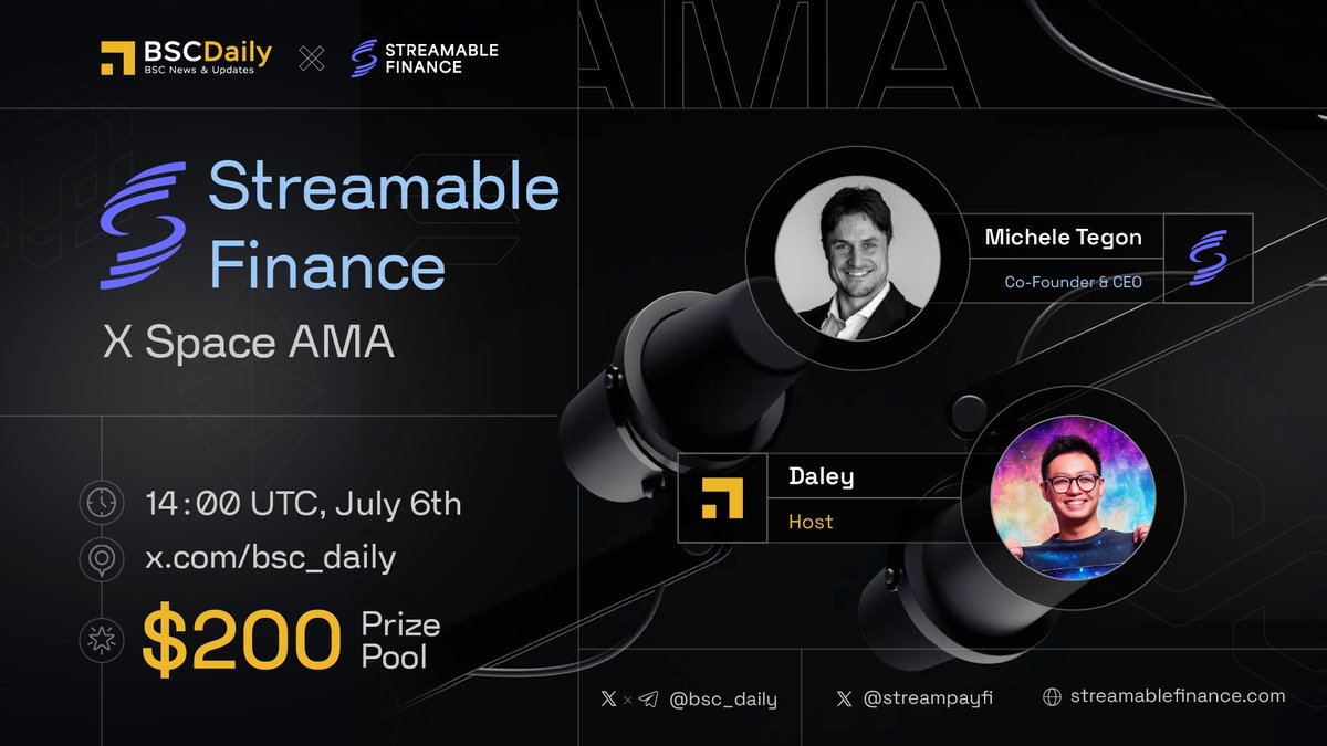 bsc_daily's tweet photo. We're hosting an X Space #AMA with @streampayfi 🚀
 
🔸Topic: $STREAM IEO is LIVE on @p2b_exchange!

📍 Venue: https://t.co/0JNtXIbayL

🗓 July 6th, 14:00 UTC

💰$200 #Giveaways ⬇️

1️⃣ Follow @streampayfi 
2️⃣ Ask questions on X!
3️⃣ Like & RT

#Sponsored