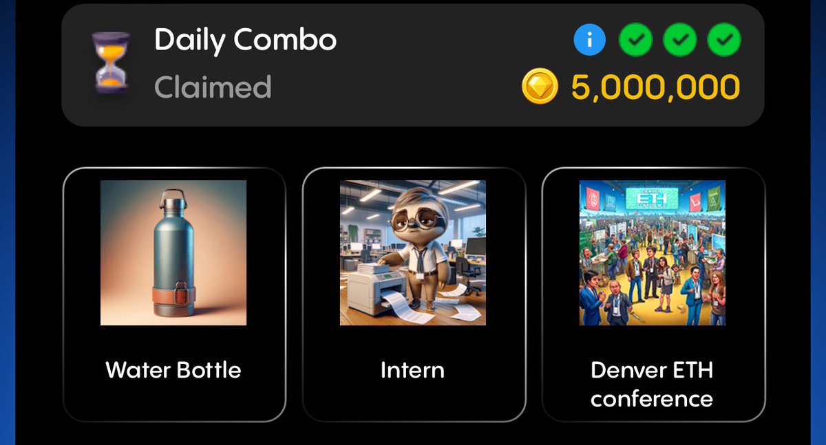DeFiSquawk's tweet photo. First daily combo unlocked #Gemz ✅✅✅ https://t.co/3Nm9qu0nWq