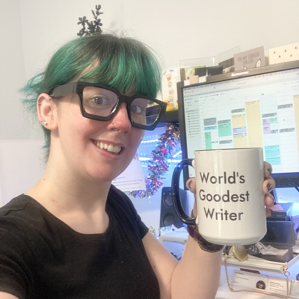 Ready to put some hours in as the world’s goodest writer! So I can get gooderer, and make progress on this booooooook!!! Happy Friday, friends!