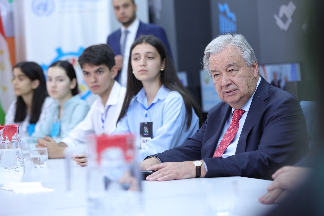 António Guterres (@antonioguterres) on Twitter photo It was a privilege to meet with young people in Tajikistan and learn how the <a href="/UN/">United Nations</a> is helping them achieve their goals, and what we can do to better support them.
70% of Tajikistan’s population is under 30. They must have a say in the decisions affecting their lives and futures. It was a privilege to meet with young people in Tajikistan and learn how the <a href="/UN/">United Nations</a> is helping them achieve their goals, and what we can do to better support them.
70% of Tajikistan’s population is under 30. They must have a say in the decisions affecting their lives and futures.