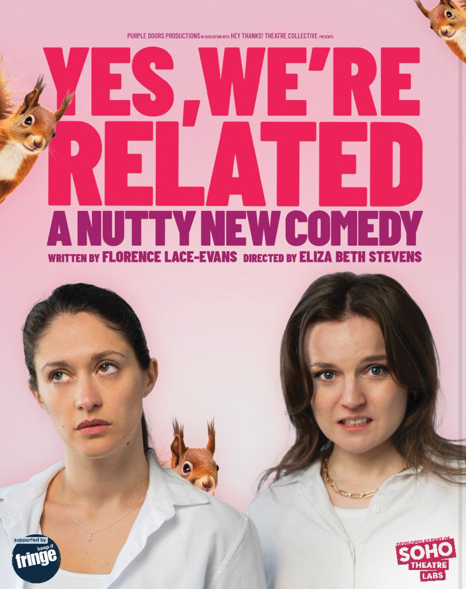 It's #QuickFlyerFriday <a href="/edfringe/">Edinburgh Festival Fringe</a> 

Join us our chaotic comedy following two sisters as they battle through their grief revealing secrets, squirrels and sibling rivalry in <a href="/yes_related/">Yes, We’re Related</a>

2nd-17th August
16.20 
<a href="/GreensideVenue/">Greenside Venues</a> Riddles Court 

tickets.edfringe.com/whats-on/yes-w…