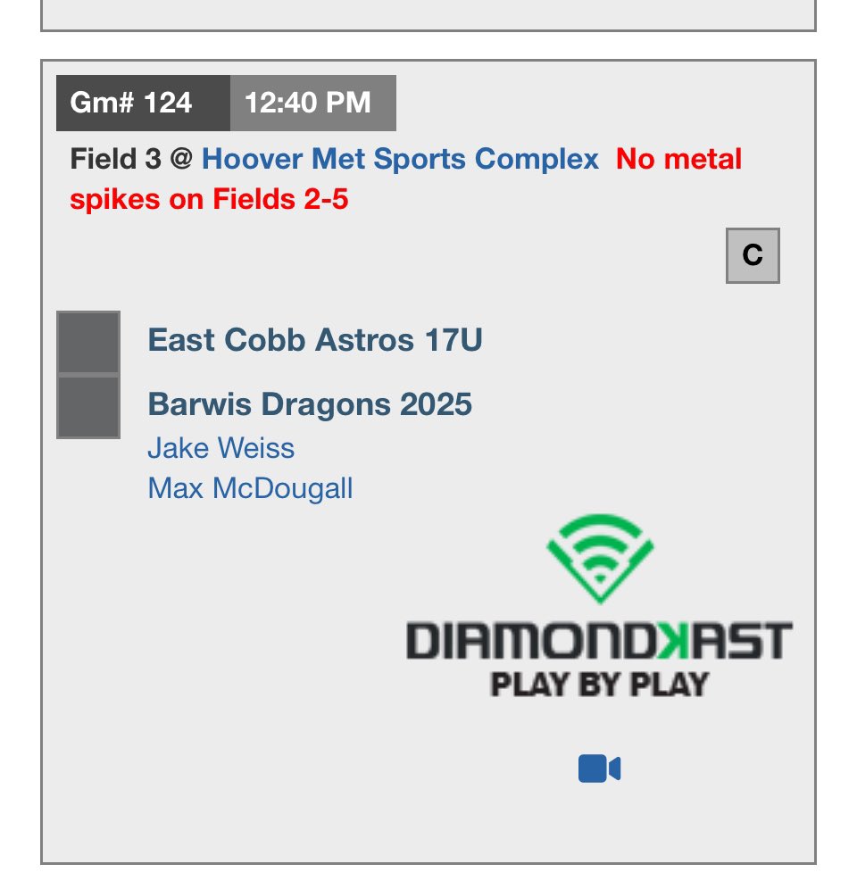 Starting Game 3 against the East Cobb Astros at 12:40pm, field 3, Hoover Met complex. Let’s go!

<a href="/BARWIS2025/">BARWIS Baseball 2025</a>  <a href="/Pgrady24/">Patrick Grady</a>  <a href="/AlexPep2414/">Alex Pepe</a>  <a href="/Jose_Piedra16/">Coach Jose Piedra Mendoza</a>  @walionsball  <a href="/PG_Uncommitted/">PG_Uncommitted</a>