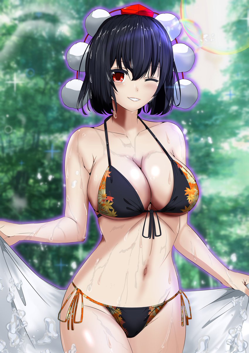射命丸文 「地味に毎回似たようなデザインで違うビキニを選んでる文ちゃん #ビキニスタイルの日」|きたうらかすみのイラスト