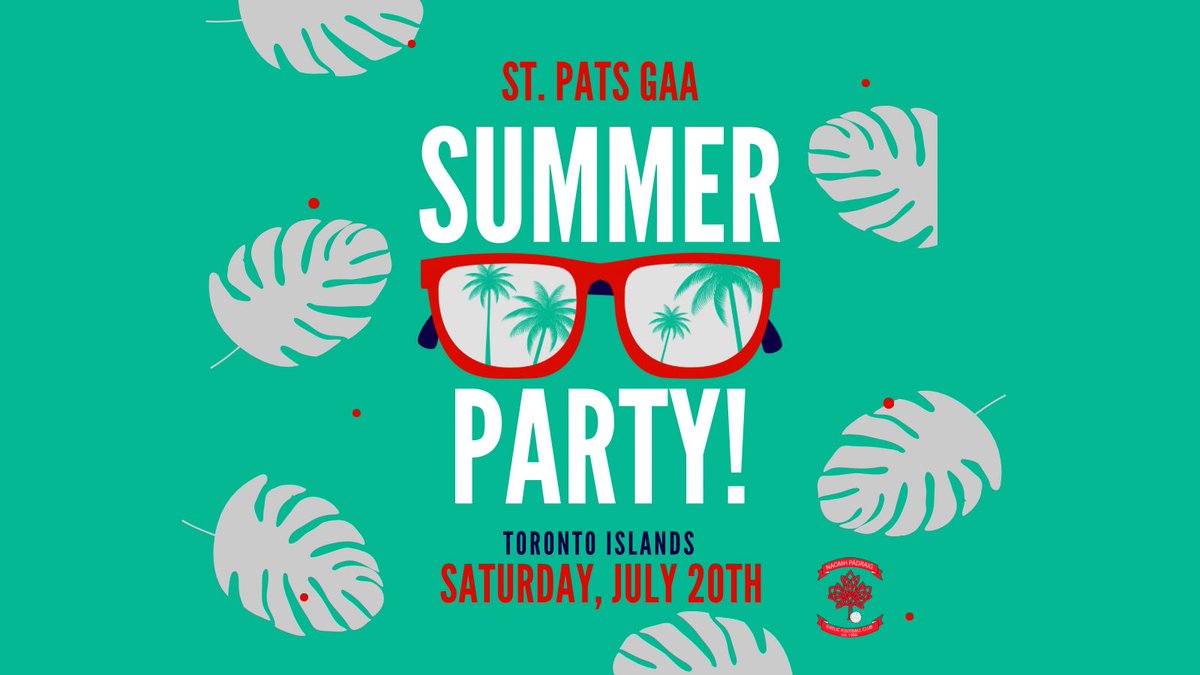StPatsToronto's tweet photo. ๐ดโ๏ธ SAVE THE DATE โ๏ธ๐ด
St.Pats GAA Summer Party, Saturday July 20th, Toronto Islands - mark your calendar!
#summervibes #gaa #lgfa #summerparty #irishintoronto #canadagaa #torontogaa https://t.co/HR04CR6W7B