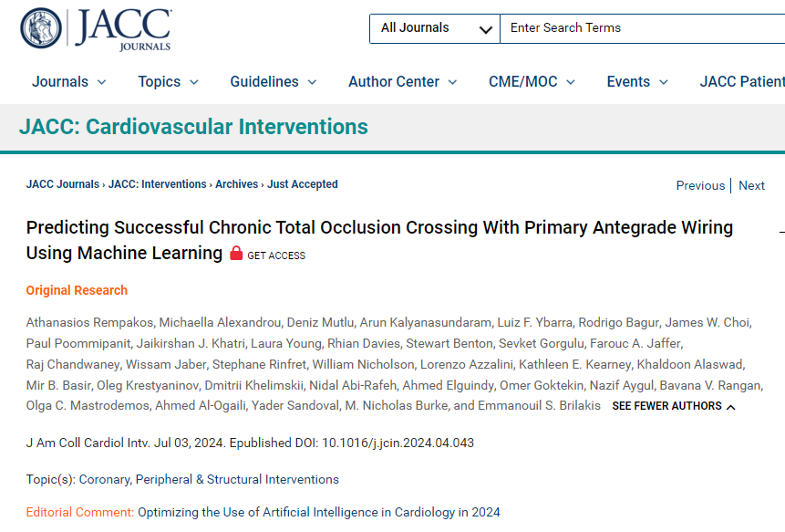 Center for Coronary Artery Disease (@ccad_mhif) on Twitter photo Predicting successful #CTO crossing with primary AW using machine learning
Try our application here:
jacc.org/doi/10.1016/j.…
<a href="/esbrilakis/">Emmanouil Brilakis</a> <a href="/RempakosT/">Thanasis Rempakos</a> <a href="/m1chaella_alex/">Michaella Alexandrou</a> <a href="/dnzmtlu/">Deniz Mutlu</a>
<a href="/yadersandoval/">Yader Sandoval</a> <a href="/AhmedAlOgaili/">Ahmed Al-Ogaili</a> <a href="/LAzzaliniMD/">Lorenzo Azzalini</a> <a href="/JACCJournals/">JACC Journals</a> <a href="/MHIF_Heart/">Minneapolis Heart Institute Foundation</a> Predicting successful #CTO crossing with primary AW using machine learning
Try our application here:
jacc.org/doi/10.1016/j.…
<a href="/esbrilakis/">Emmanouil Brilakis</a> <a href="/RempakosT/">Thanasis Rempakos</a> <a href="/m1chaella_alex/">Michaella Alexandrou</a> <a href="/dnzmtlu/">Deniz Mutlu</a>
<a href="/yadersandoval/">Yader Sandoval</a> <a href="/AhmedAlOgaili/">Ahmed Al-Ogaili</a> <a href="/LAzzaliniMD/">Lorenzo Azzalini</a> <a href="/JACCJournals/">JACC Journals</a> <a href="/MHIF_Heart/">Minneapolis Heart Institute Foundation</a>