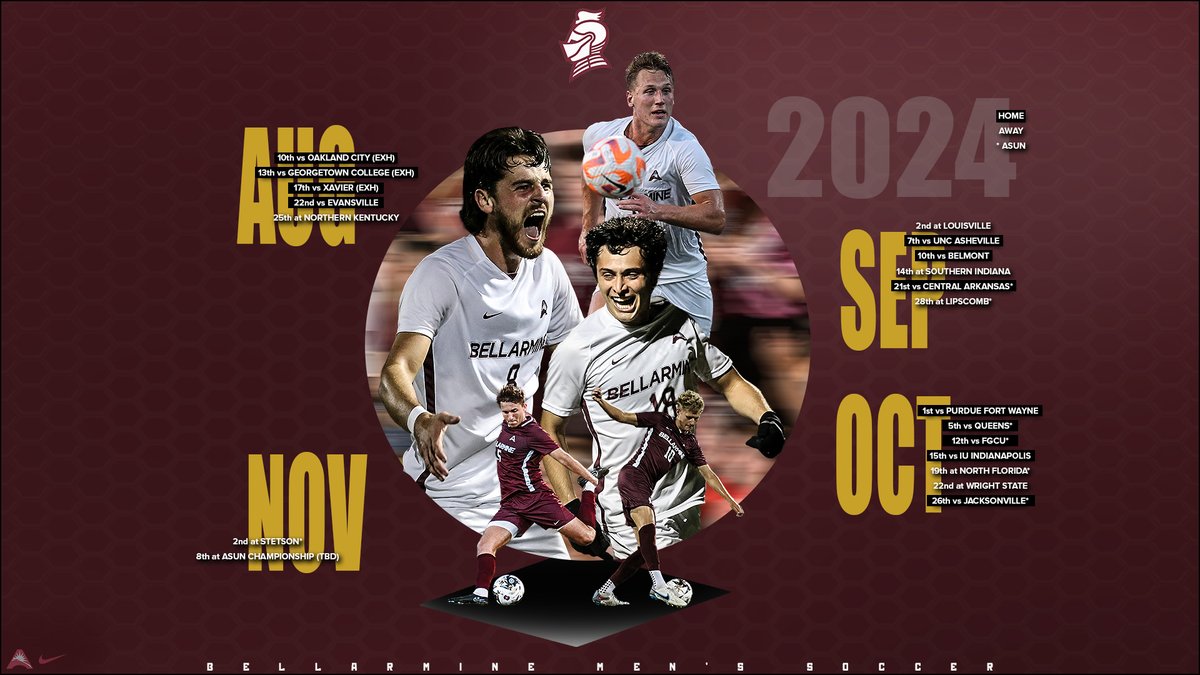 Bellarmine Athletics (@buknights) on Twitter photo NEWS | <a href="/BUKnightsMSOC/">Bellarmine Men's Soccer</a> announces 2⃣0⃣2⃣4⃣ schedule.
The <a href="/ASUNSports/">Atlantic Sun Conference</a> Tournament finalist is set for:
▪️ 1⃣6⃣ games
▪️ 9⃣ home games
▪️ 7⃣ ASUN games
⚽️ ⚔️
📰 athletics.bellarmine.edu/news/2024/7/5/… NEWS | <a href="/BUKnightsMSOC/">Bellarmine Men's Soccer</a> announces 2⃣0⃣2⃣4⃣ schedule.
The <a href="/ASUNSports/">Atlantic Sun Conference</a> Tournament finalist is set for:
▪️ 1⃣6⃣ games
▪️ 9⃣ home games
▪️ 7⃣ ASUN games
⚽️ ⚔️
📰 athletics.bellarmine.edu/news/2024/7/5/…