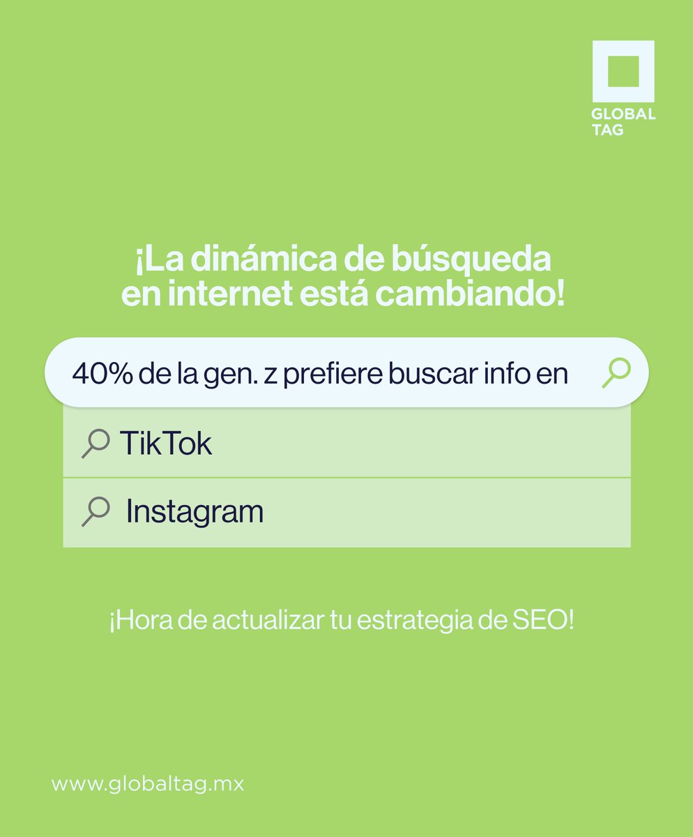 Global_Tag_MX's tweet photo. "Lo vi en TikTok" y "lo vi en Insta" son las respuestas más comunes de la Gen Z cuando les preguntan sobre algún tema.
#SEO #comportamientodelconsumidor #consumerinsights #marketresearch #GenZ https://t.co/tWLvQ7Kwea