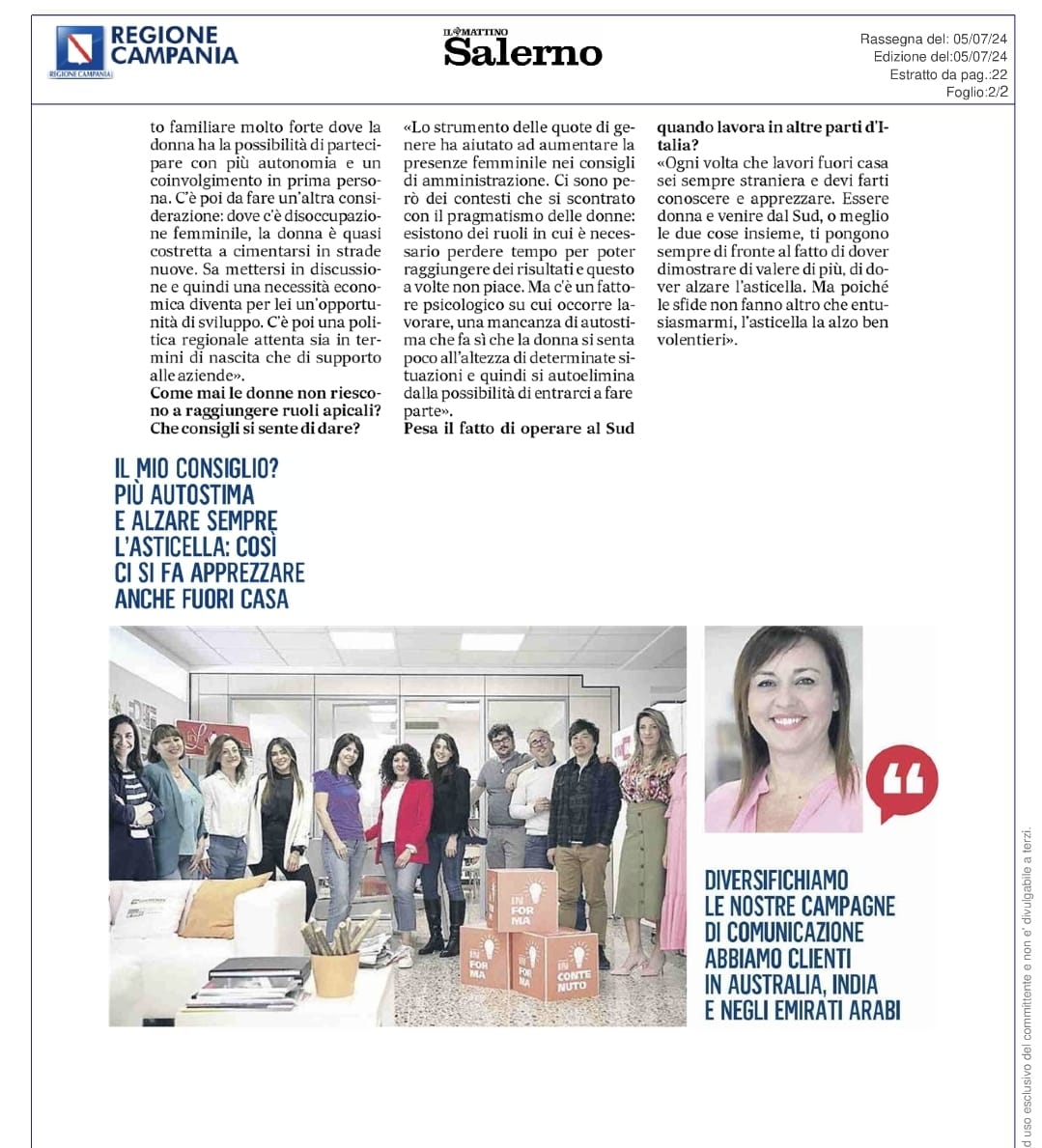 incoerenze's tweet image. Una bella intervista de il @MattinoSalerno alla nostra CEO @ElenaSalzano. Il racconto di 25 anni di attività, il legame con il territorio, i successi e le sfide da affrontare per ambire sempre a un livello di eccellenza. 
Buona Lettura!📰

#inCoerenze
#Contenitorididee