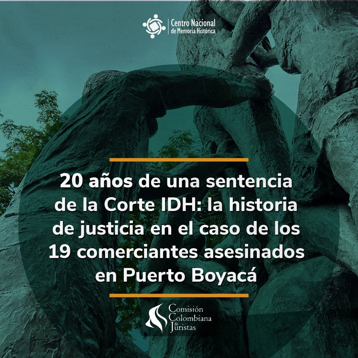 Centro Nacional de Memoria Histórica (@centromemoriah) on Twitter photo #EfeméridesCNMH | ¿Sabías que hace 20 años el Estado colombiano fue declarado responsable por la existencia y fortalecimiento de los grupos paramilitares?
🧵👇 Acá te contamos cómo se logró una histórica sentencia de la <a href="/CorteIDH/">Corte Interamericana de Derechos Humanos</a> por la masacre de 19 comerciantes en 1987. #EfeméridesCNMH | ¿Sabías que hace 20 años el Estado colombiano fue declarado responsable por la existencia y fortalecimiento de los grupos paramilitares?
🧵👇 Acá te contamos cómo se logró una histórica sentencia de la <a href="/CorteIDH/">Corte Interamericana de Derechos Humanos</a> por la masacre de 19 comerciantes en 1987.