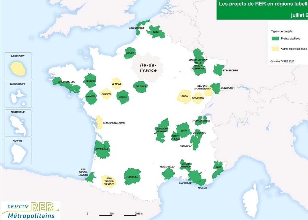 24 projets de RER en régions labellisés à l'issue d'une intense  mobilisation transpartisane des collectivités porteuses de projets. Pour le droit à la mobilité dans les territoires périphériques, pour leur attractivité, pour la planification écologique, pour le pouvoir d'achat