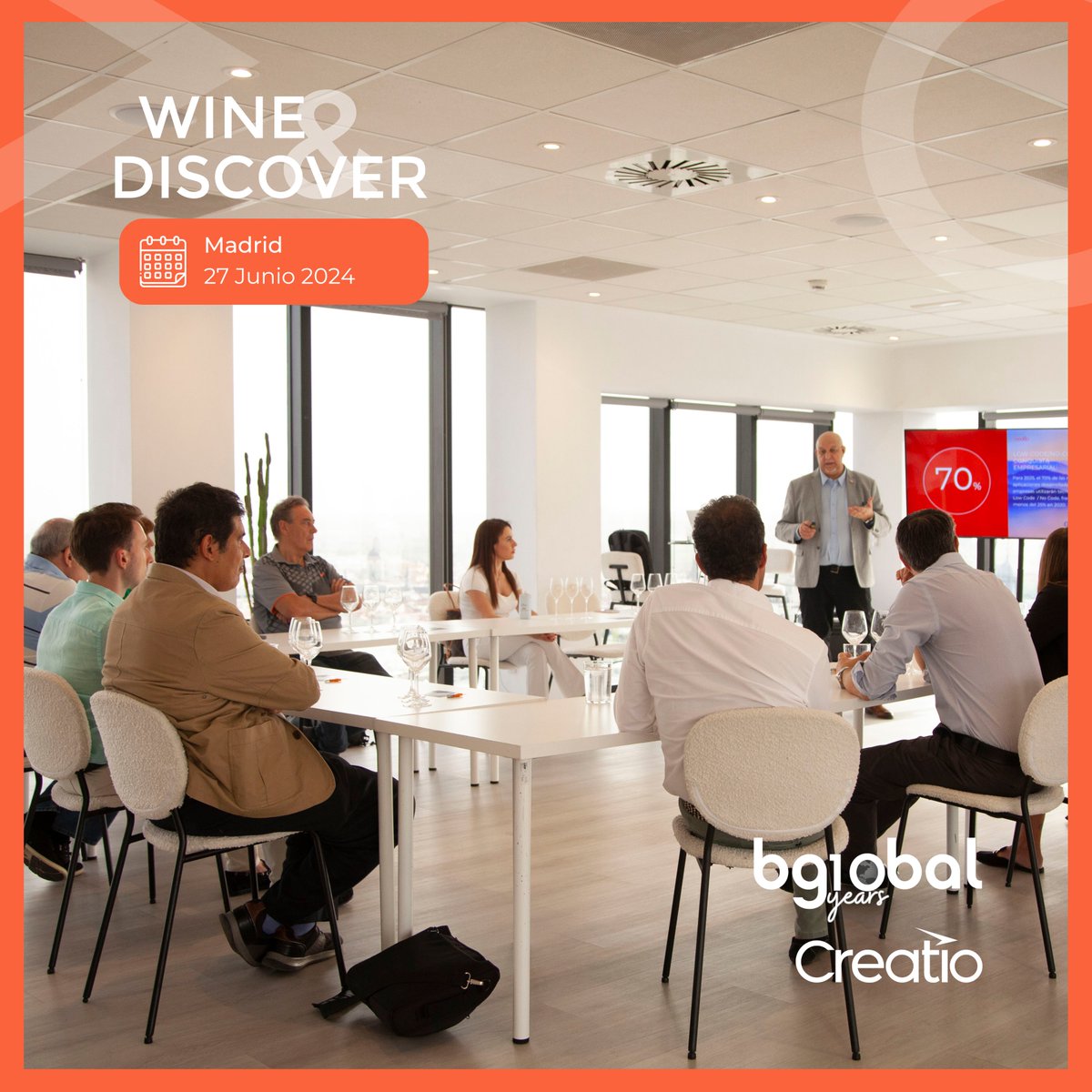 bglobalsolution's tweet photo. 🍷✨ La semana pasada celebramos la segunda edición del WINE &amp; DISCOVER en Madrid, el evento No-Code &amp; AI organizado junto a @Creatio_Global, especialmente dirigido a líderes empresariales del sector.

Más info acá: https://t.co/SCt1HUgm8O

#WineAndDiscover #EventoEmpresarial https://t.co/mUQ50KZI4I