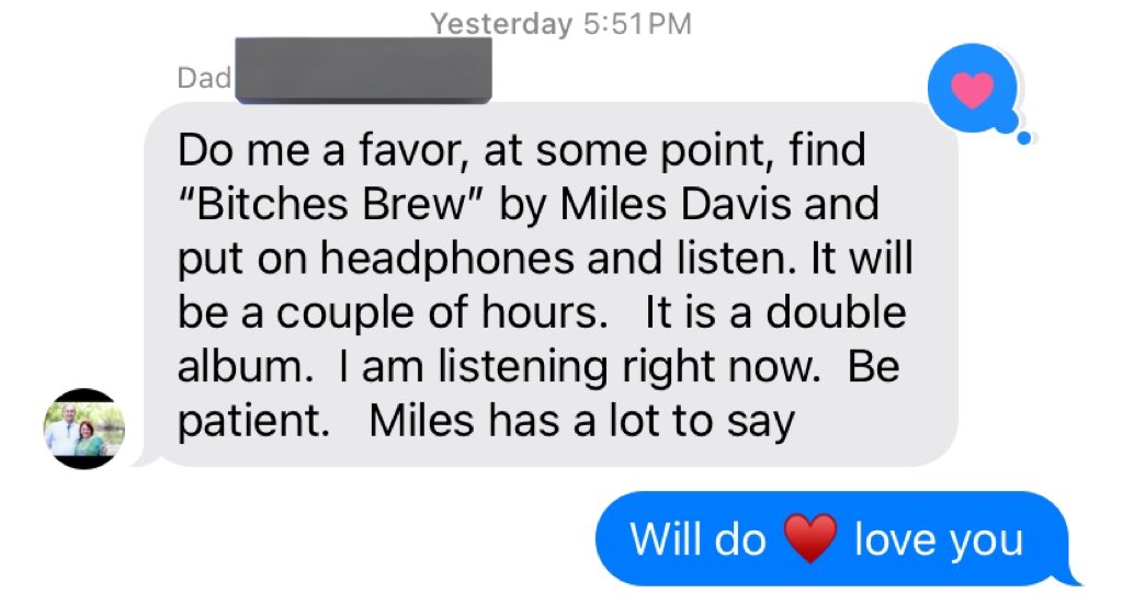 therealcbrad's tweet image. Dad’s response to me wishing him happy anniversary