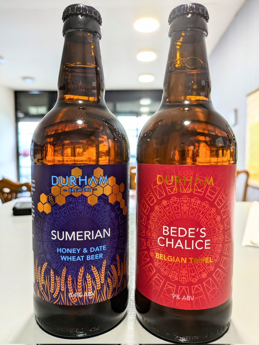 A couple of beautiful, big beers from <a href="/durhambrewery/">The Durham Brewery</a>

You'll all know Bede's Chalice by now...

If you attended my second Proper Sitty Doon Drinkies weekend, you'll probably know all about Sumerian. Don't miss it!! 

I'm here until 8pm. 🙂