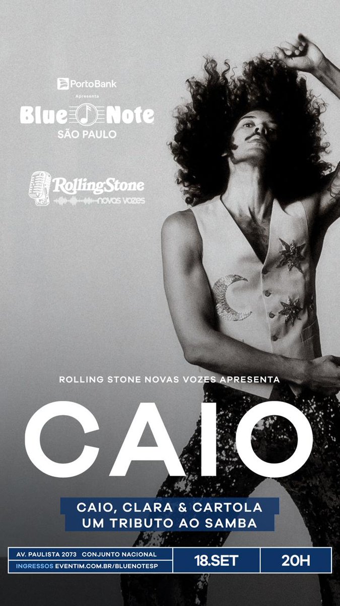 caiomusic_'s tweet photo. Dia 16/09 participo desse projeto bonitão, o @rollingstoneBR Novas Vozes, no #BlueNote fazendo o show Caio, Clara &amp; Cartola - Um tributo ao Samba. Vamos?
https://t.co/QEli7itfBc https://t.co/nxVrL8PpPk