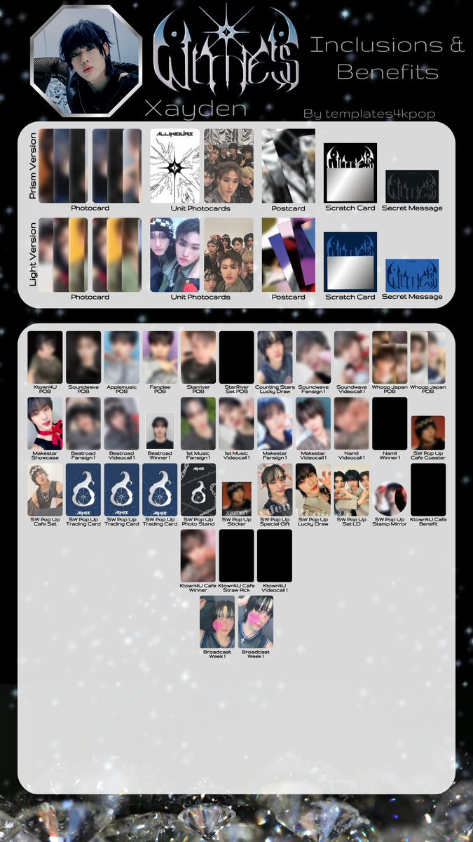 ALL(H)OURS WITNESS ジェイデン 제이든 トレカ ALL(H)OURS Witness album photocard pc & benefit pob template