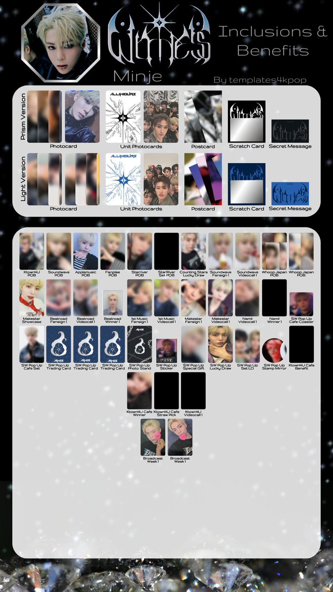 ALL(H)OURS Witness album photocard pc & benefit pob template