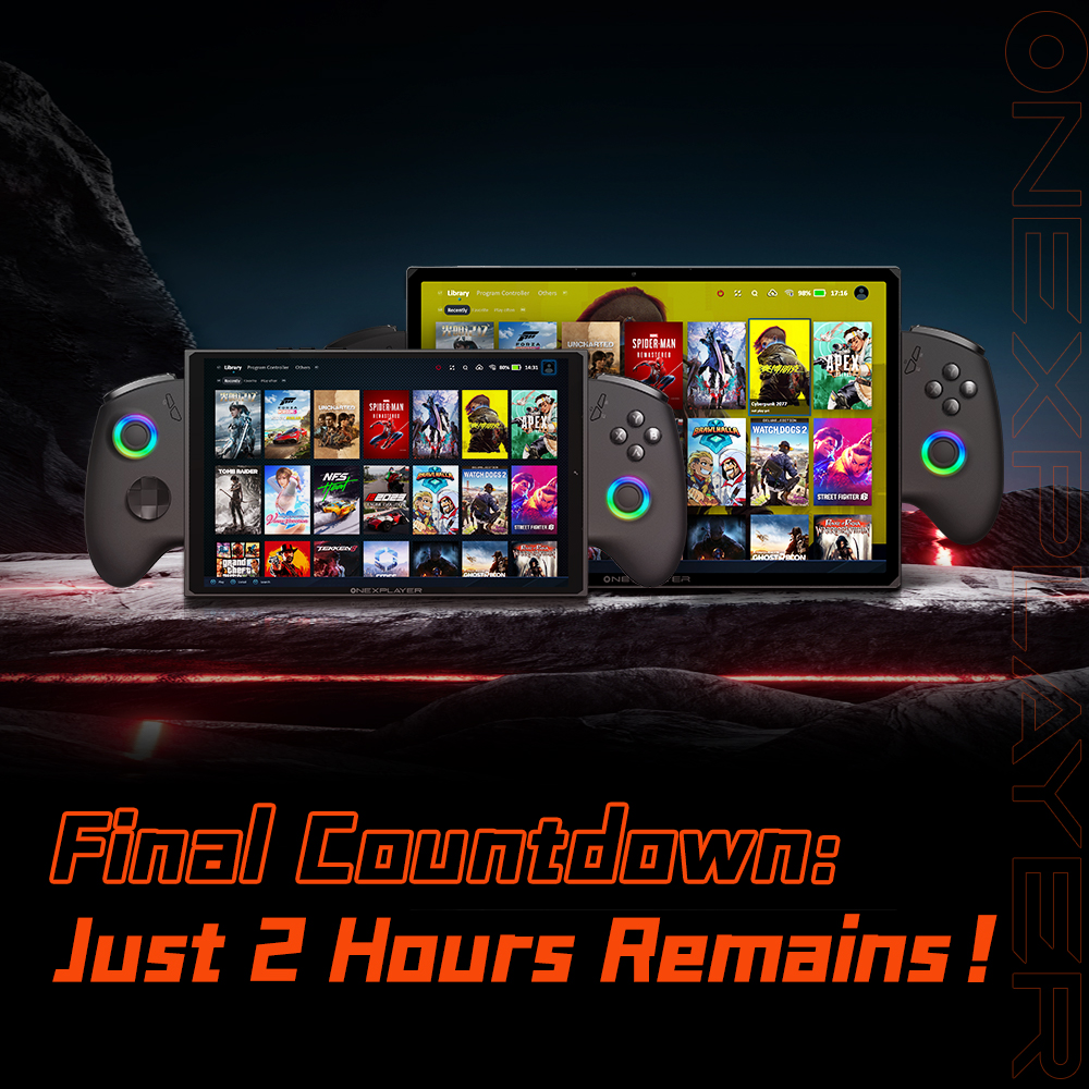 OnexPlayer_'s tweet photo. Only 2 hours left to join the X1 Mini and X1 8840U campaign!🚀 Don't miss out! Order now for fast shipping post-campaign! 📦💨 ⏰
Click 🔗 in our bio for crowdfunding and lock in your device! 💻🔒
#onexplayer #portablegaming #gamingtech #crowdfundinggaming #x1mini #x18840 https://t.co/zYg1o8NBww