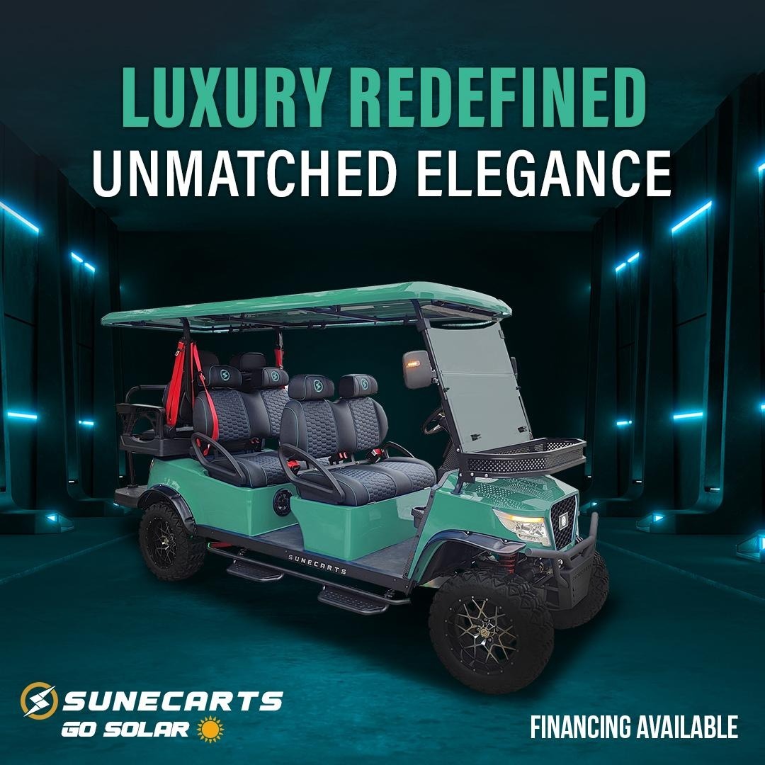 sunecarts's tweet photo. Experience luxury redefined with Sunecarts—where unmatched elegance meets solar-powered innovation. Explore scenic routes with the ultimate in luxury golf carts. 
Buy now at https://t.co/I9cCrLwHDY #sunecarts 
#solarpower #golfcart #carplay https://t.co/8mIYx0e8mf
