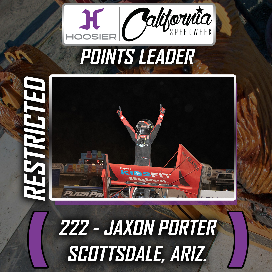 CASpeedweek's tweet photo. Here are the Hoosier Tire California Speedweek points leaders heading into the final two nights on Friday and Saturday night at Delta Speedway in Stockton!
Non-Wing and Super 600: Austin Torgerson
Restricted: Jaxon Porter
Jr. Sprints: Mackcen Roush https://t.co/wzMz6LY8Ka
