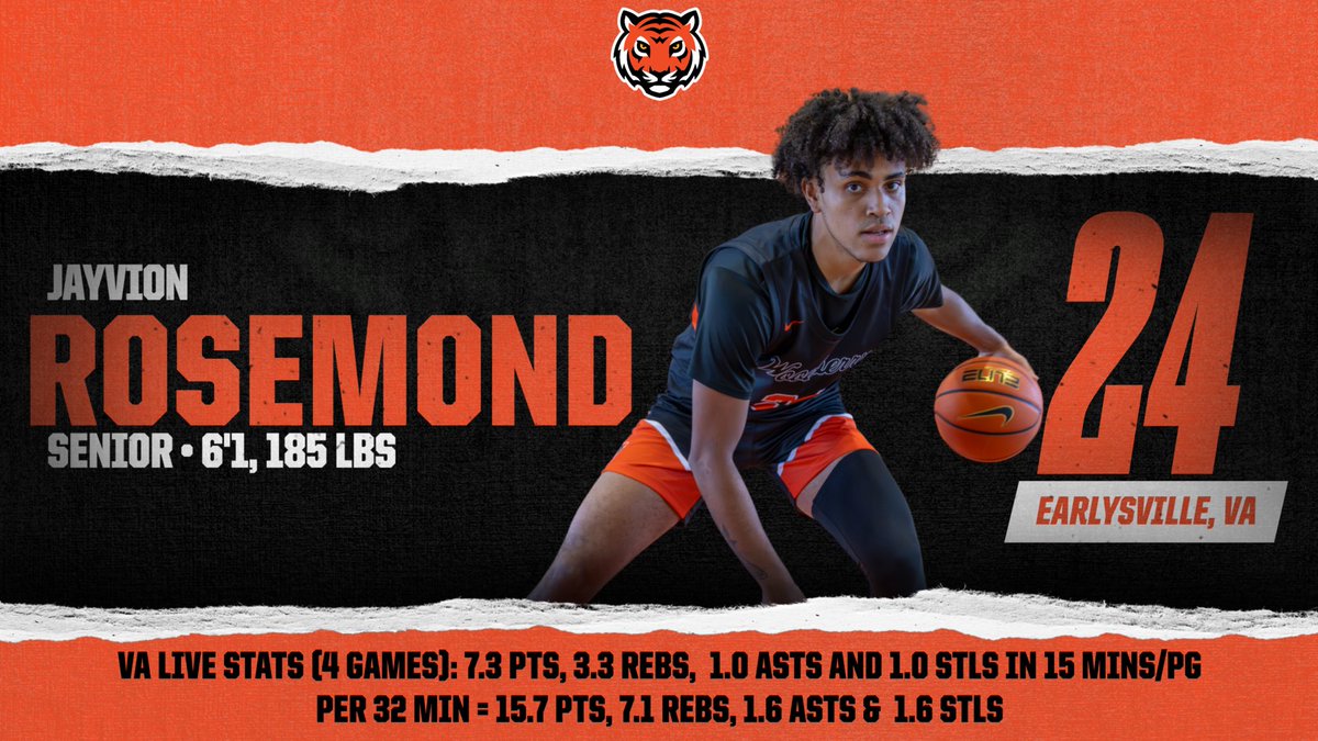 2025 6’1 <a href="/JayvionRosemon1/">Jayvion Rosemond</a> is a knock down shooter and really runs hard and finishes in transition! Gritty defender who rebounds extremely well. <a href="/VALivePeriod/">VISAA's Virginia Live Period Shootout</a> II Highlights: hudl.com/v/2PSH8x
🐅🏀