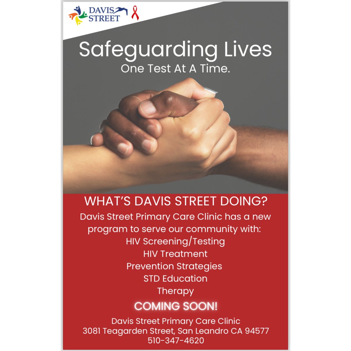 DavisStreetComm's tweet image. We are excited to announce a new program we will be offering to help serve our community. Safeguarding lives one test at a time!

#DavisStreetCommunity #SanLeandro #EmpoweringOurCommunity #CommunityServices #PrimaryCare #TransformingLives #MakingADifference