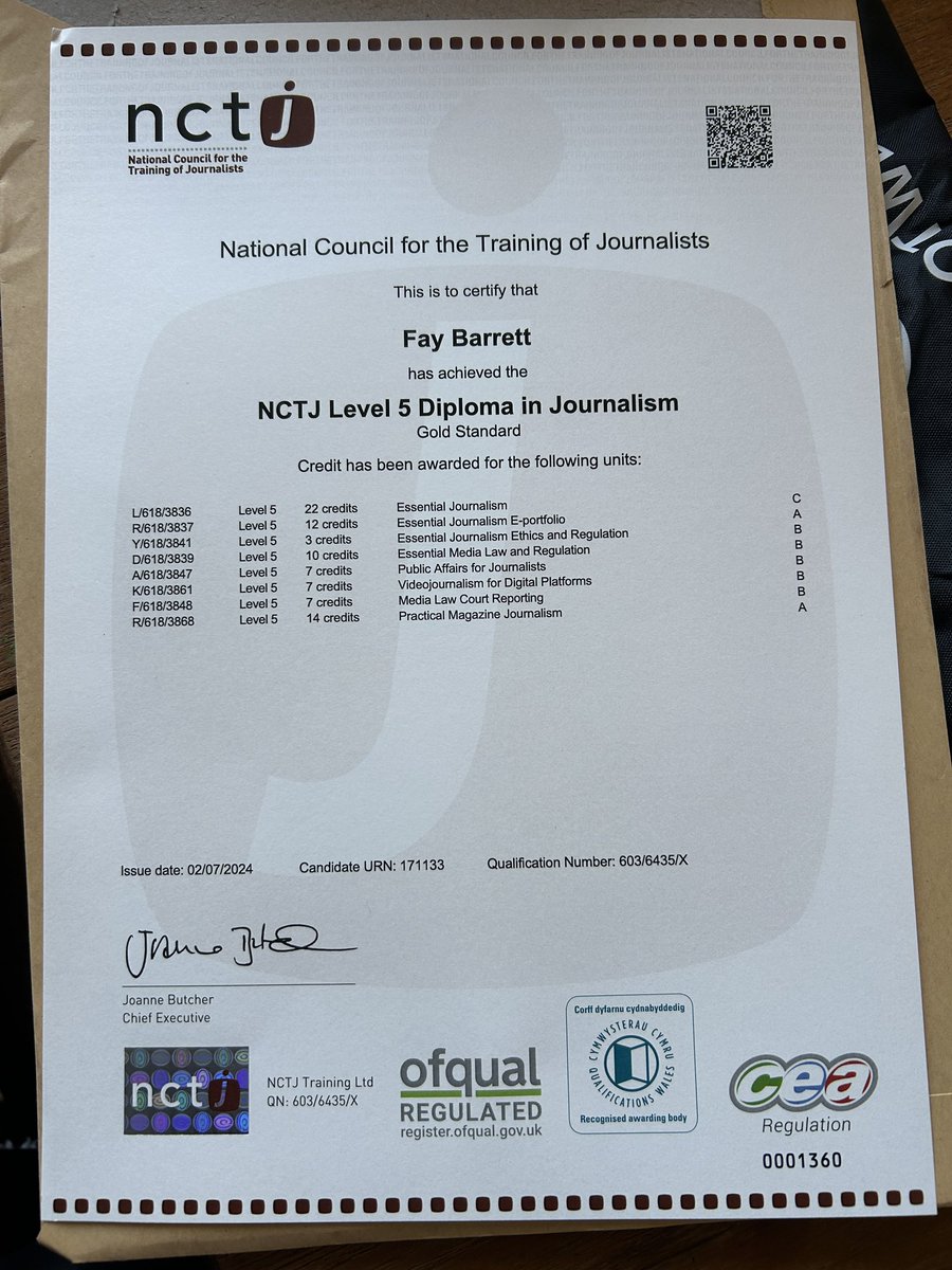 Absolutely delighted to have this in my possession 🤩 #NCTJ #NCTJgoldstandard #journalist