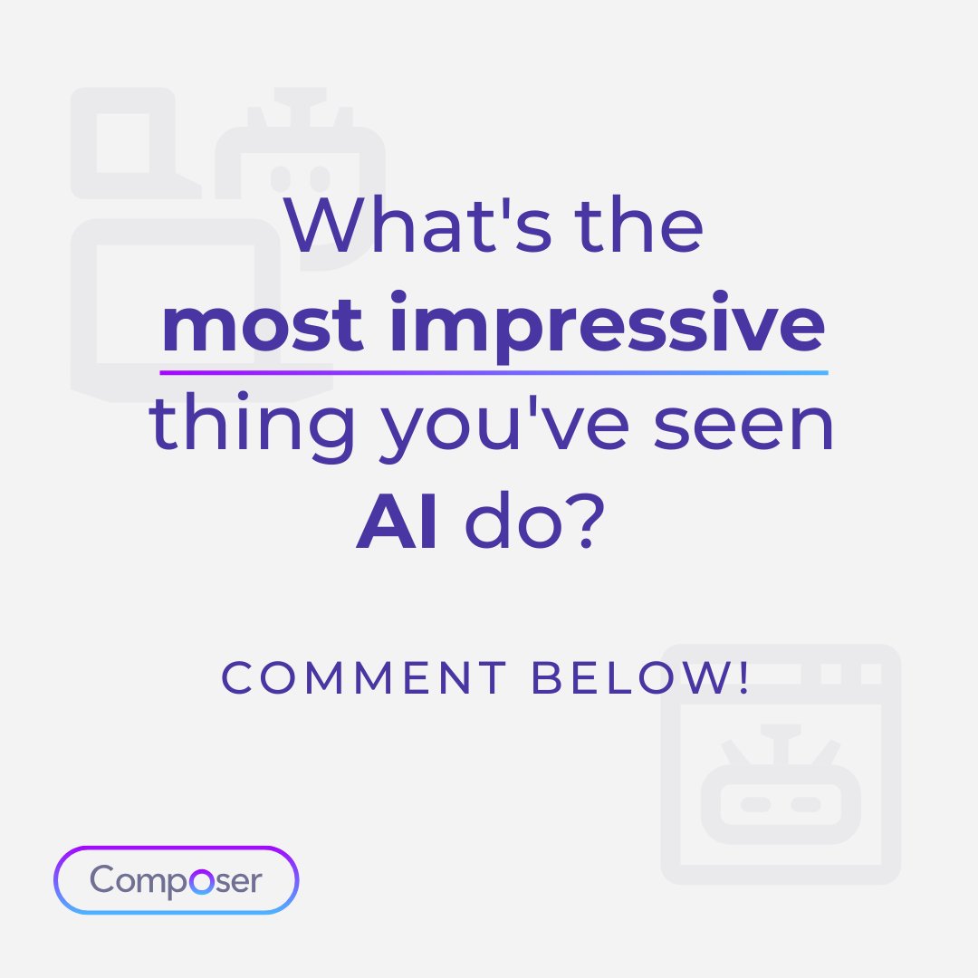 🤖 What’s the coolest thing you’ve seen AI do? 🌟
We’re blown away by AI’s latest amazing feats. From jaw-dropping tech to life hacks, AI is changing everything!
👉 Visit composerapp.ai and join the conversation!

#AI #Innovation #TechTalk #ComposerAppAI #FutureOfAI