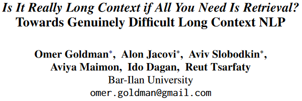 new models have an amazingly long context. but can we actually tell how well they deal with it?
🚨🚨NEW PAPER ALERT🚨🚨
with <a href="/alon_jacovi/">Alon Jacovi</a> <a href="/lovodkin93/">Aviv Slobodkin</a> Aviya Maimon, Ido Dagan and <a href="/rtsarfaty/">Reut Tsarfaty</a> 
arXiv: arxiv.org/abs/2407.00402…

1/🧵